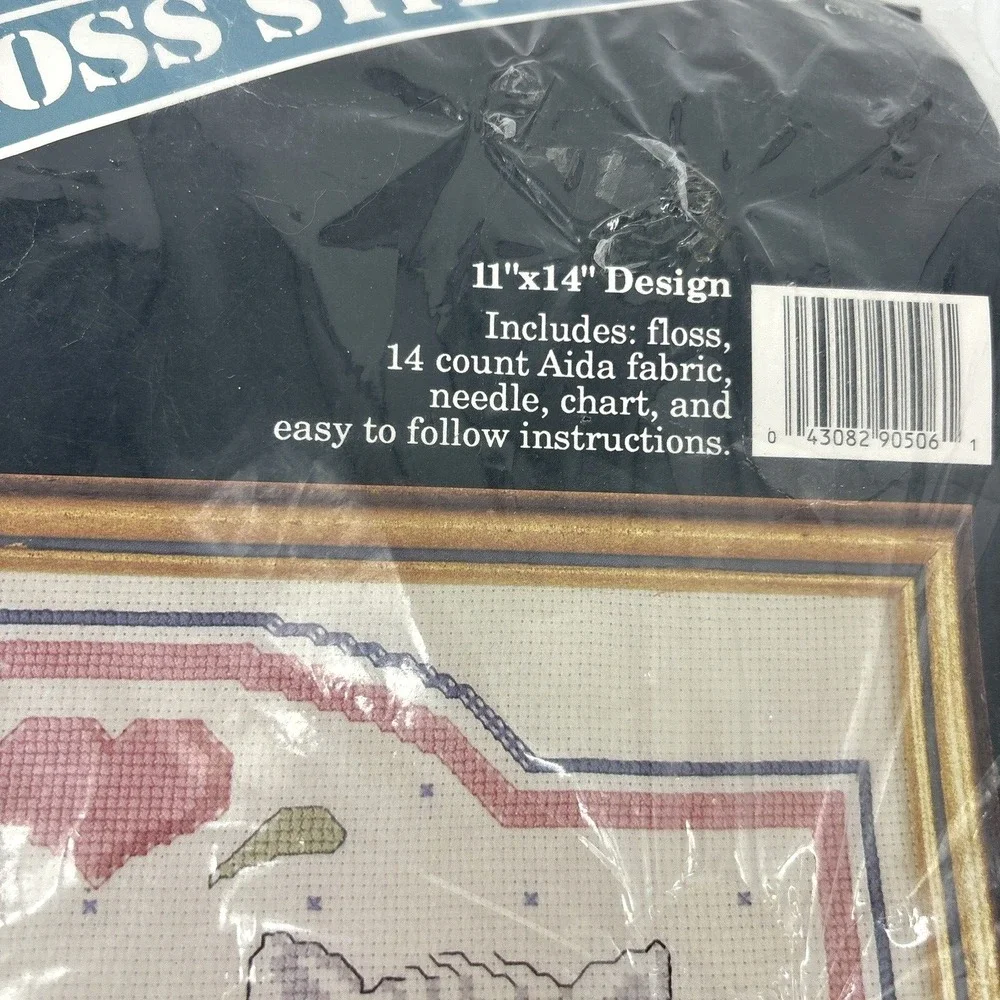 Banar Designs Counted Cross Stitch Kit Kitty Cat 11x14 White Persian w Plant NEW